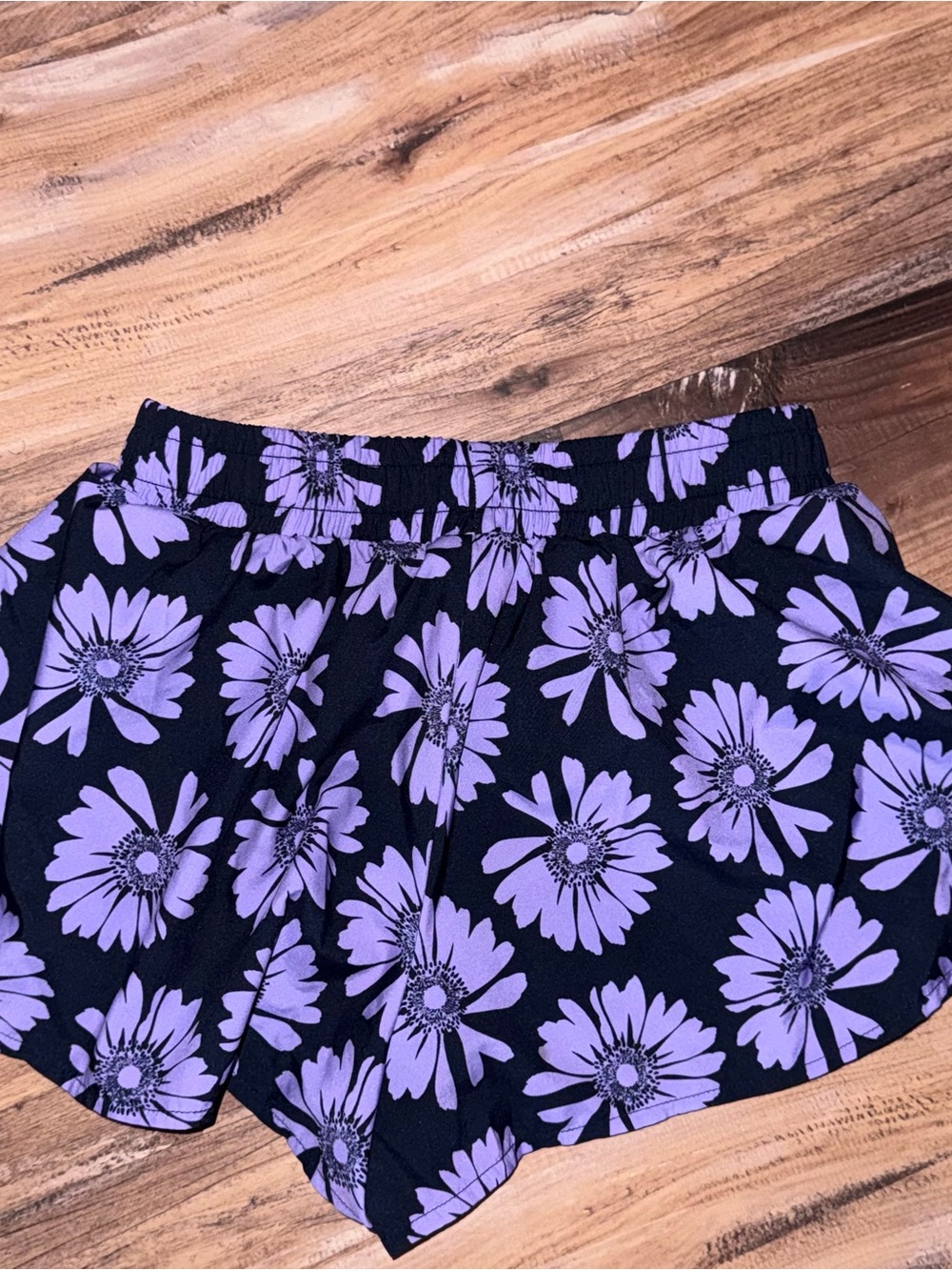 GAP Black Athletic Shorts with Purple Daisy Print - Picture 2 of 4
